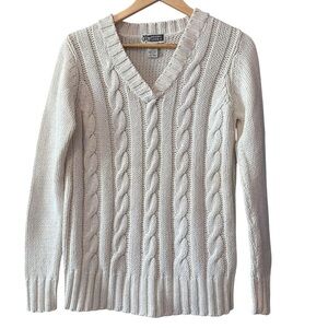 Original Clothing Co. Cream V Neck 
 Cable Knit Casual Cozy Comfy Sweater Sz S